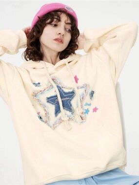 Aelfric Eden Denim Star Applique Hoodie
Size Medium